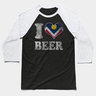 I Heart Flag of Denver Beer Baseball T-Shirt